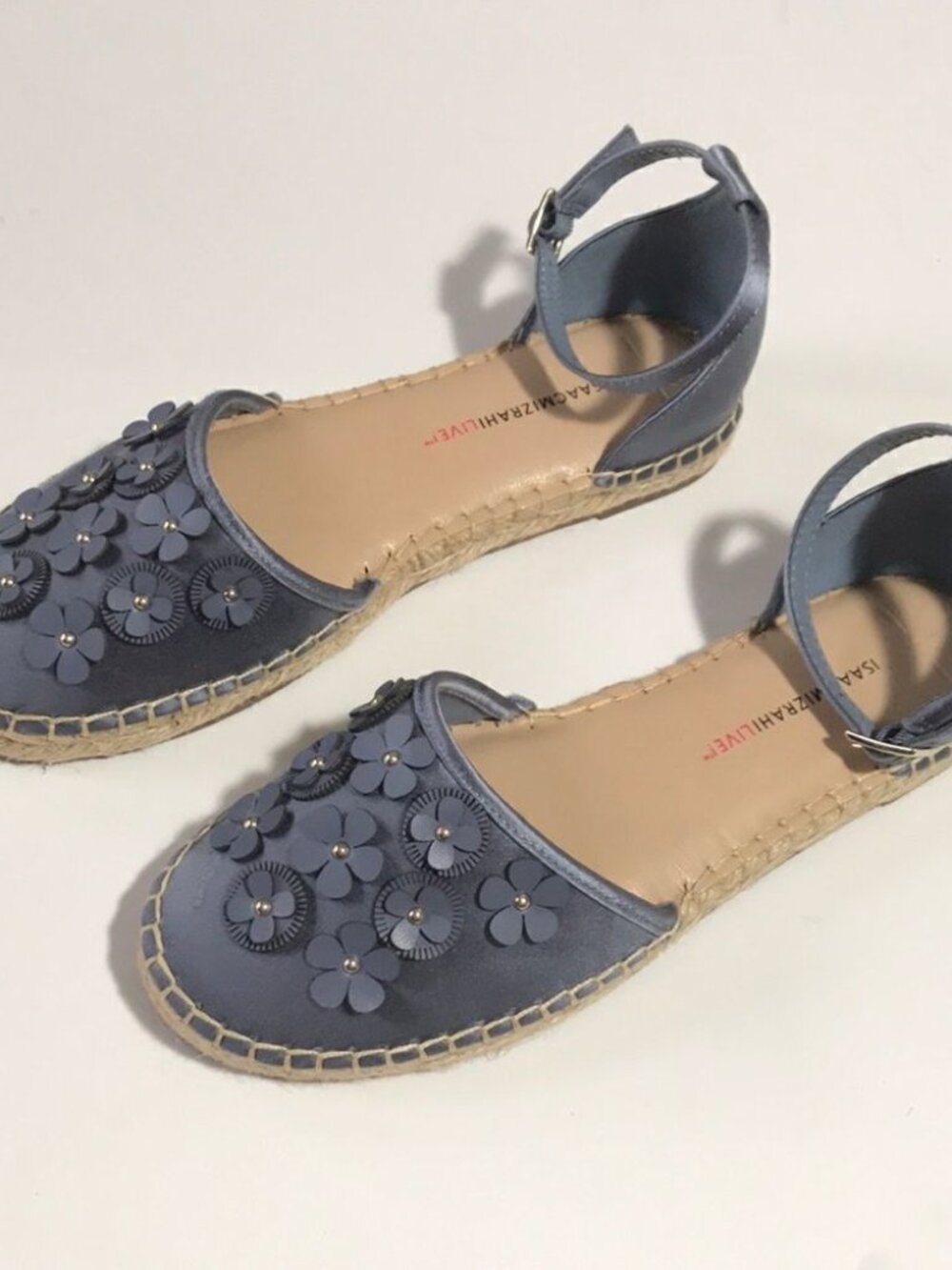Isaac Mizrahi Floral Applique Satin Espadrilles